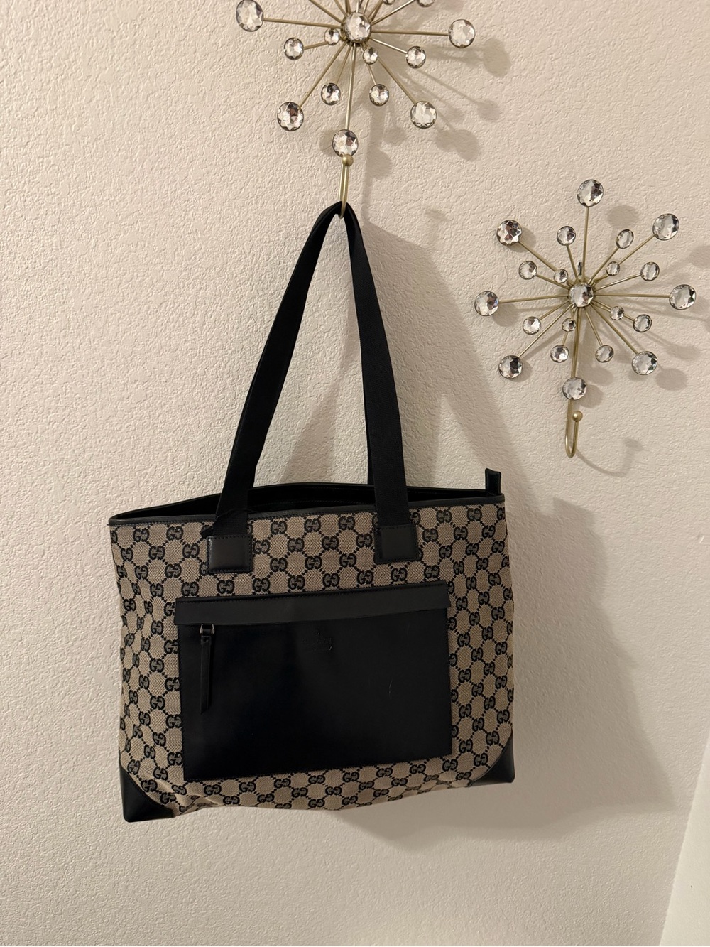 Gucci Monogram With Black Leather Trim
